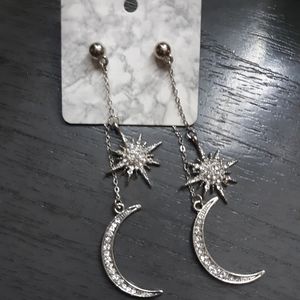 Star and moon dangle earrings